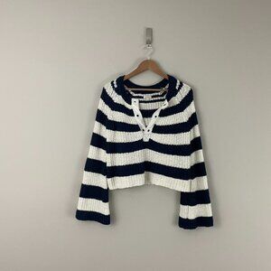 Anthropologie Pilcro Bell Sleeve Nautical Stripe Henley Sweater Size Small